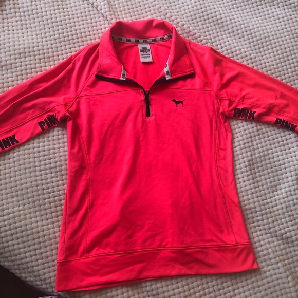 PINK Victoria's Secret Jackets & Blazers - PINK Ultimate Bright Pink Quarter Zip Pullover